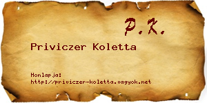 Priviczer Koletta névjegykártya